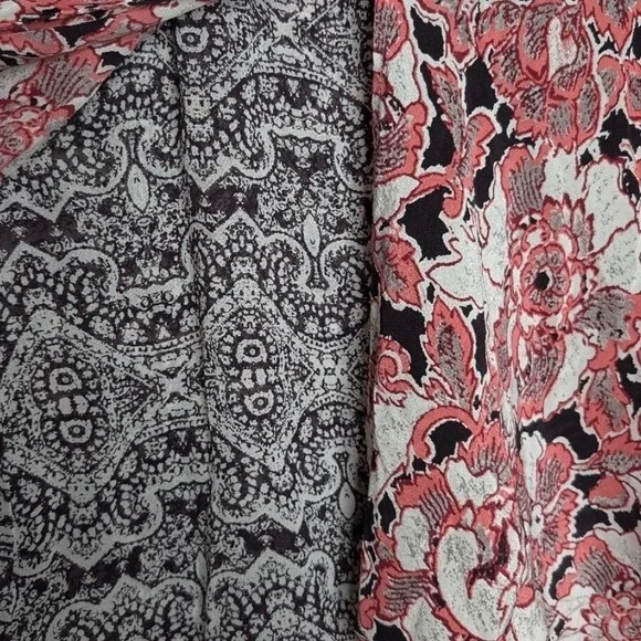 Lucky Brand Womens Floral Paisley Layered Split Front Tank Top Coral Cream Small - Picture 9 of 16